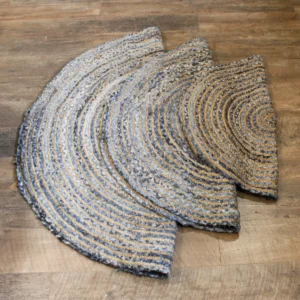 Rund matta i jute och återvunnen denim, 90 cm - produktbild 3