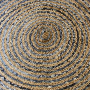 Rund matta i jute och återvunnen denim, 90 cm - produktbild 4