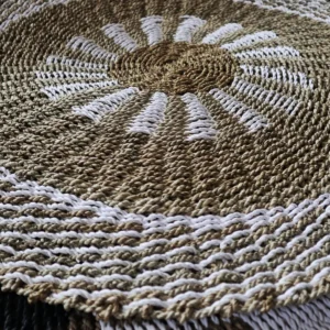Rund matta i sjögräs vit och beige 1 meter - produktbild 2