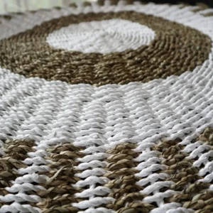 Rund matta i sjögräs vit och beige 1 meter - produktbild 4