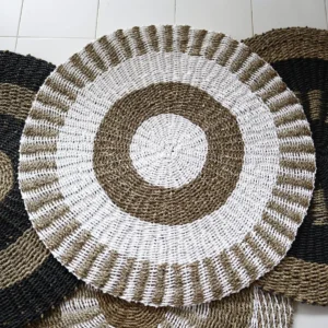 Rund matta i sjögräs vit och beige 1 meter - produktbild 5