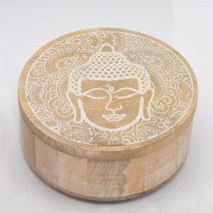 Rund träask med Buddha-motiv 17,5x7,5 cm - produktbild 2