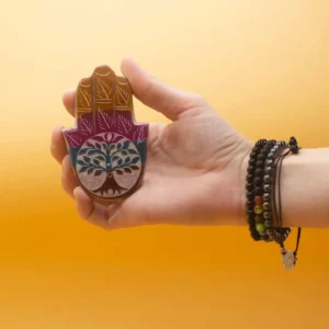 Såpsten rökelsehållare Hamsa med Livets träd 9x6 cm - produktbild 2