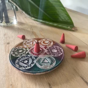 Såpsten rökelsehållare med sju chakran, 10 cm - produktbild 3