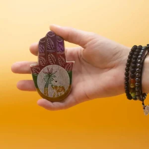 Såpstensrökelsehållare Hamsa 9x6 cm med elefant och palm - produktbild 2