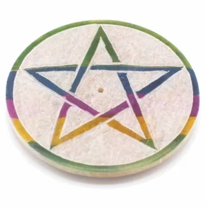 Såpstensrökelsehållare med pentagram, 8 cm diameter - produktbild 3