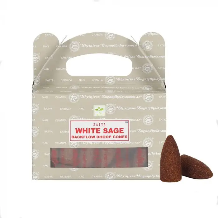 Satya White Sage rökelsekoner för backflow 24-pack - produktbild 3