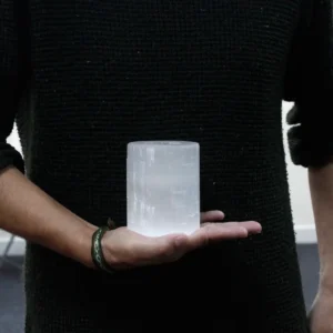 Selenitljusstake cylinder 10 cm - produktbild 2