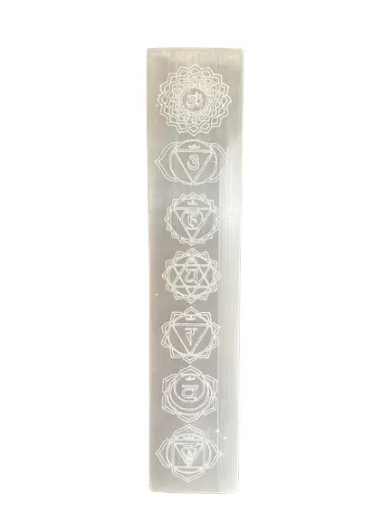 Selenitplatta 20 cm med chakramotiv - produktbild 3