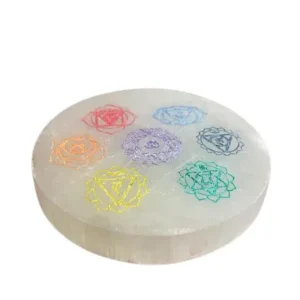 Selenitplatta 8 cm med chakramotiv - produktbild 3