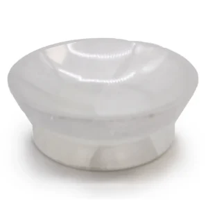 Rund polerad selenitskål med diameter 15 cm
