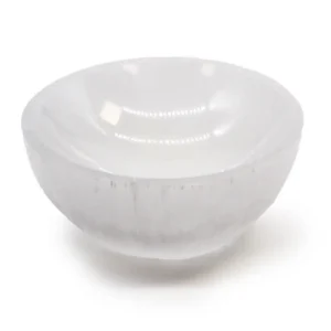 Rund vit selenitskål på 8 cm diameter