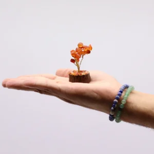Set med 12 miniatyrträd av ädelstenar på träbas – blandad mix med 15 stenar - produktbild 7