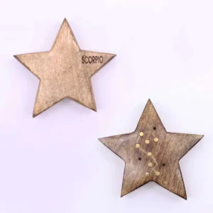 Set med 12 stjärnformade rökelsehållare med ingraverade zodiaktecken i mässing - produktbild 10