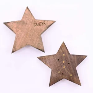 Set med 12 stjärnformade rökelsehållare med ingraverade zodiaktecken i mässing - produktbild 2