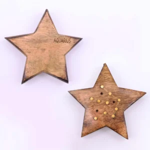 Set med 12 stjärnformade rökelsehållare med ingraverade zodiaktecken i mässing - produktbild 3