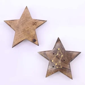Set med 12 stjärnformade rökelsehållare med ingraverade zodiaktecken i mässing - produktbild 4