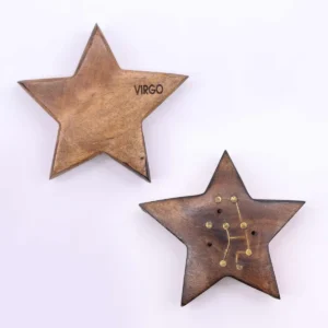 Set med 12 stjärnformade rökelsehållare med ingraverade zodiaktecken i mässing - produktbild 5