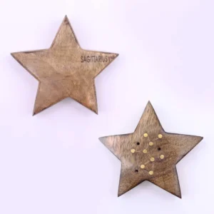 Set med 12 stjärnformade rökelsehållare med ingraverade zodiaktecken i mässing - produktbild 7
