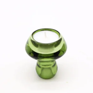 Set med 2 svampformade ljushållare i grönt glas - produktbild 2