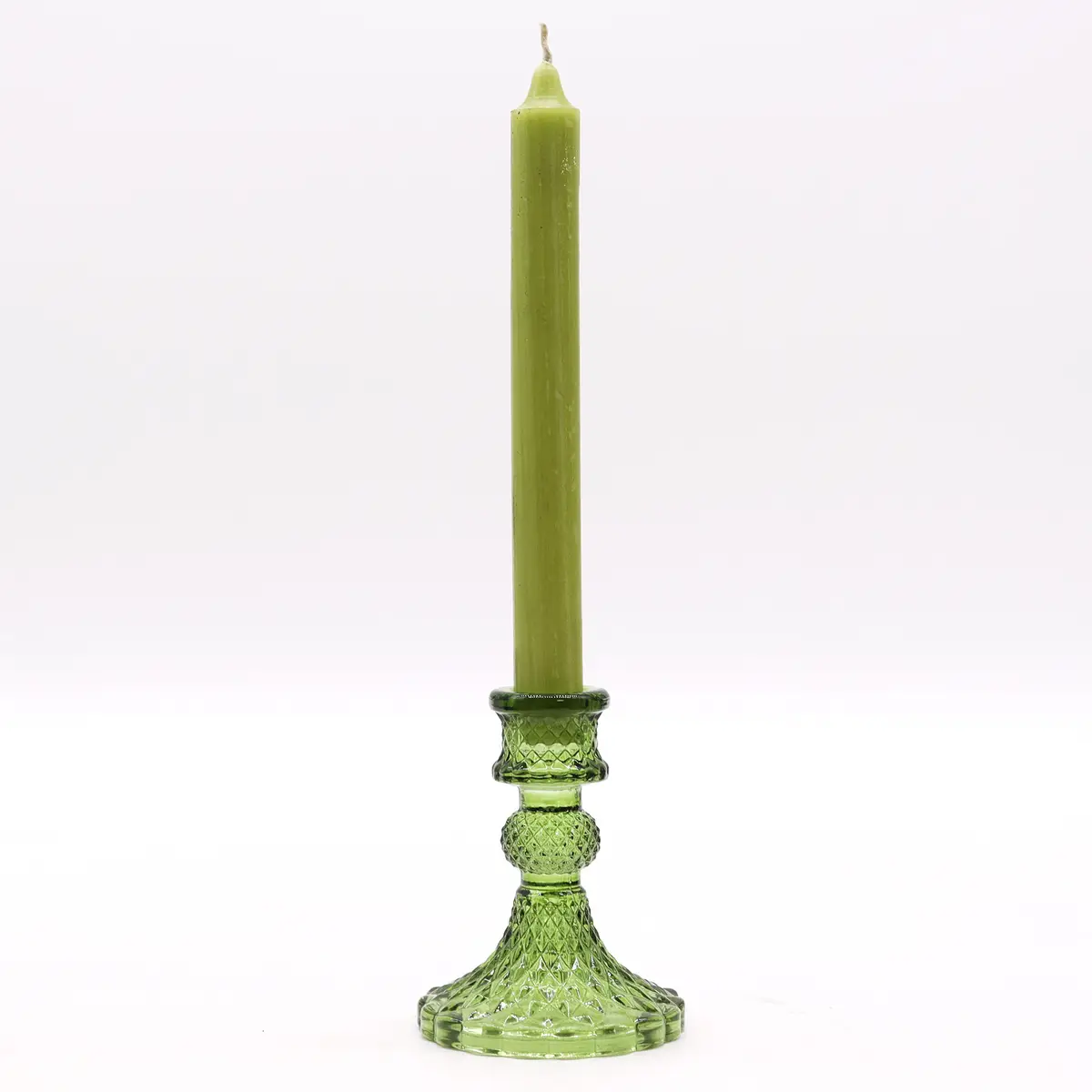 Set med 2 vintage glasljusstakar i grön jade - produktbild 2
