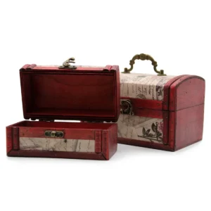 Set med 2 vintageinspirerade förvaringslådor med rosdesign - produktbild 2