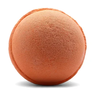 Rund mandarinorange badbomb med textur på ytan