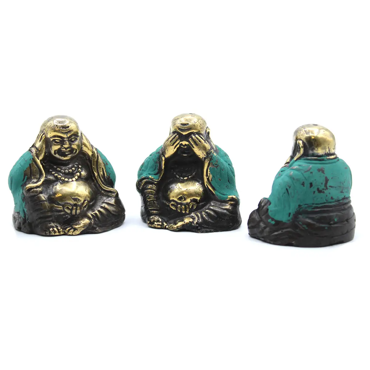 Set med 3 Fengshui-figurer i mässing – Se inget ont med mera - produktbild 3