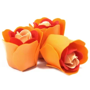 Set med 3 tvålblommor i hjärtformad ask – persikorosor - produktbild 2