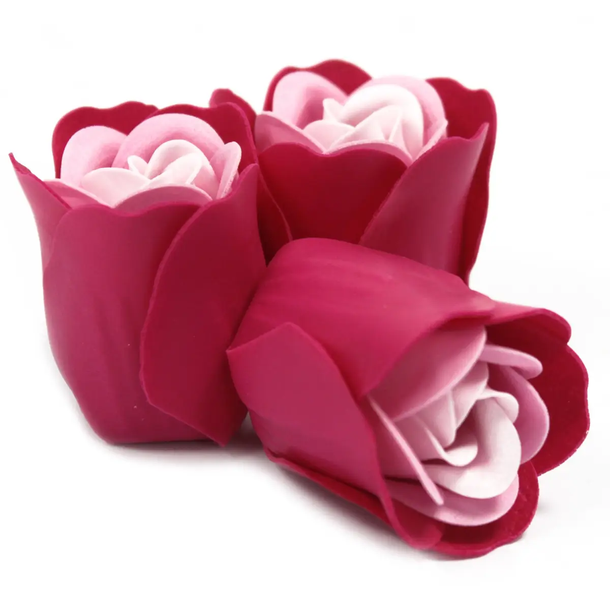 Set med 3 tvålblommor i hjärtformad ask - rosa rosor - produktbild 2