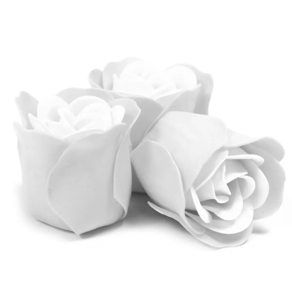 Set med 3 vita tvålblommor i hjärtformad ask - produktbild 3