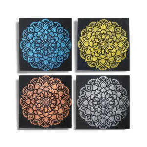 Set med 4 mandalamålningar i brokad 30x30 cm - produktbild 2