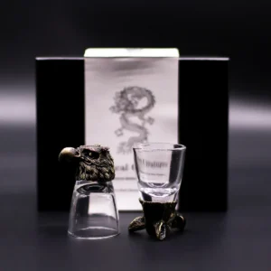 Set med 6 snapsglas med skogsdjur i antik brons - produktbild 5