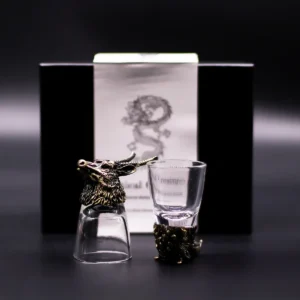 Set med 6 snapsglas med skogsdjur i antik brons - produktbild 7
