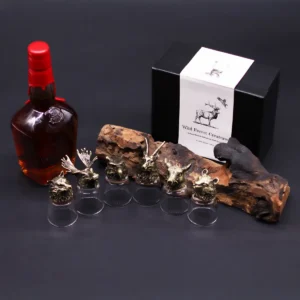 Set med 6 snapsglas med skogsdjur i antik brons - produktbild 8