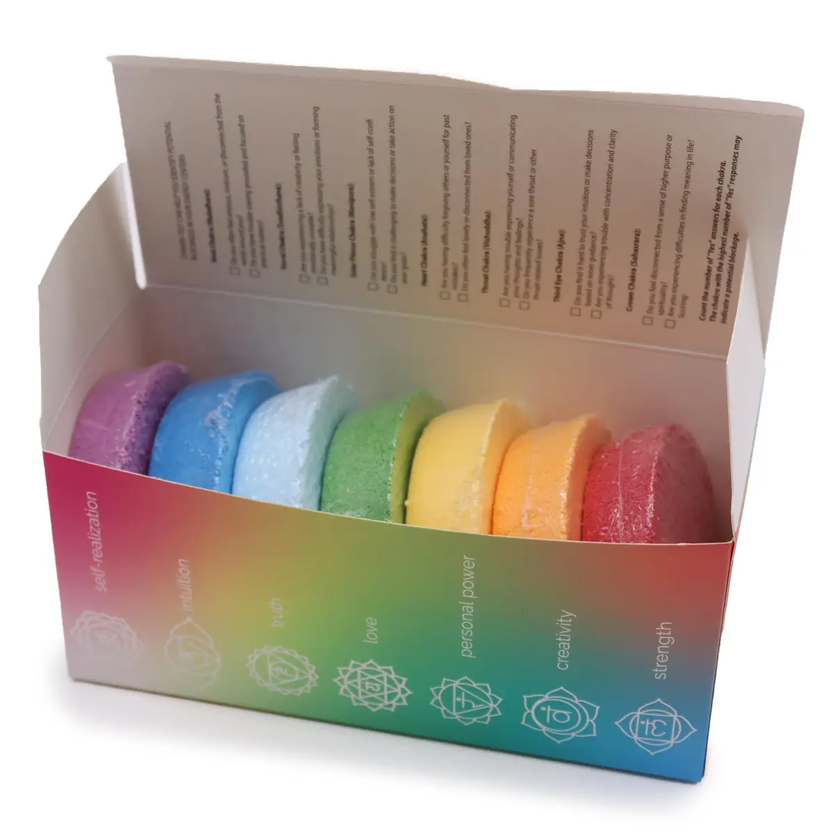 Set med chakra badbomber i stor ask för harmoni och inre glöd - produktbild 2