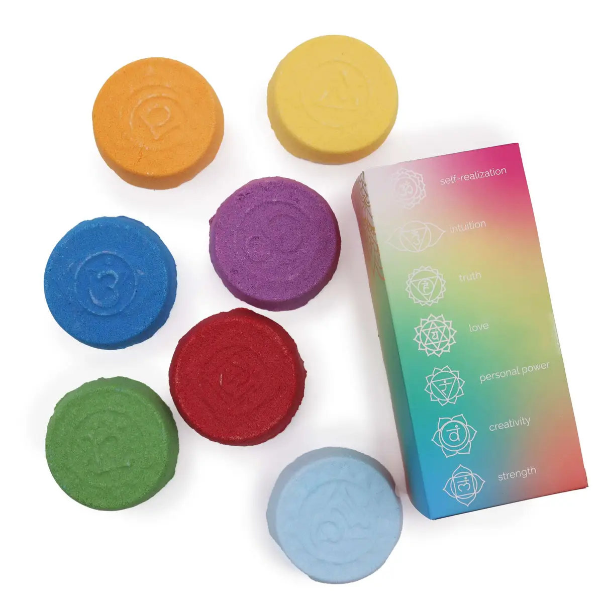 Set med chakra badbomber i stor ask för harmoni och inre glöd - produktbild 3
