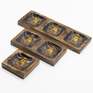 Set med emaljerade brickor i mangoträ med Buddha-motiv - produktbild 2