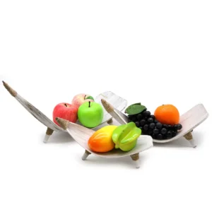 Set med fruktskålar i kokosblad vitlaserade - produktbild 2