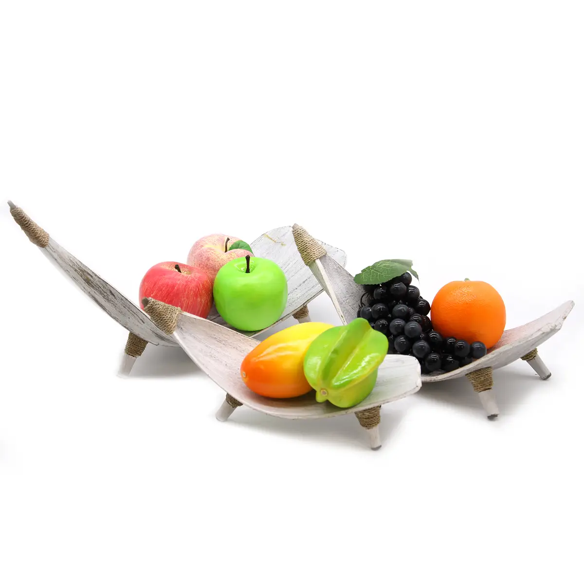 Set med fruktskålar i kokosblad vitlaserade - produktbild 4