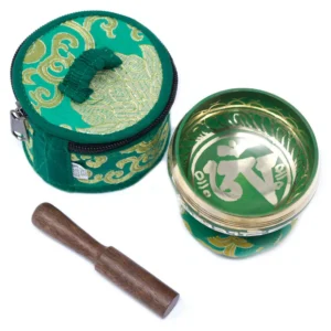 Set med mini tibetansk klangskål i grön färg - produktbild 5