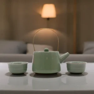 Set med örttekanna i keramik med två koppar - produktbild 6