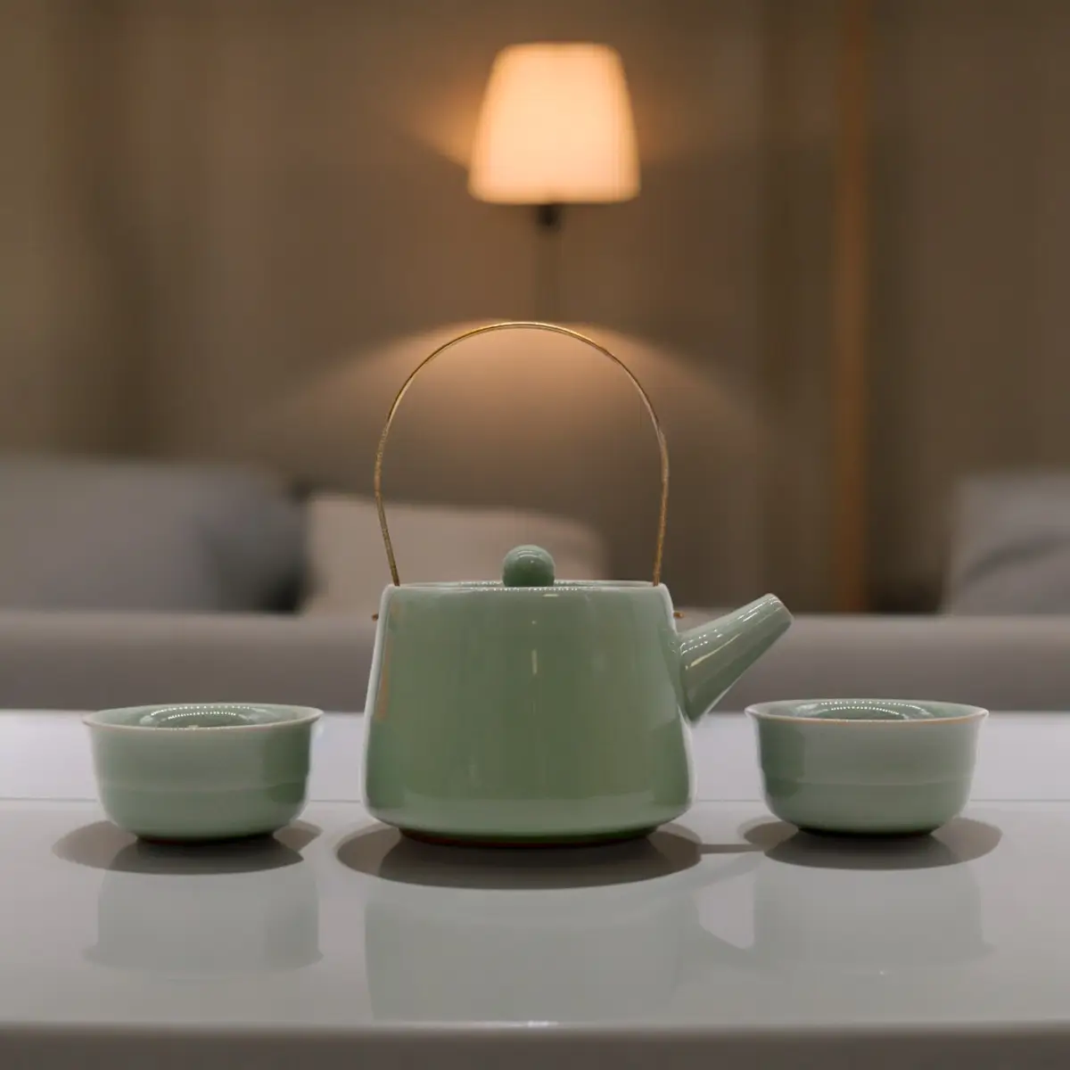 Set med örttekanna i keramik med två koppar - produktbild 6