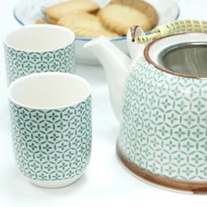 Set med örttekanna och koppar i grön mosaik - produktbild 5