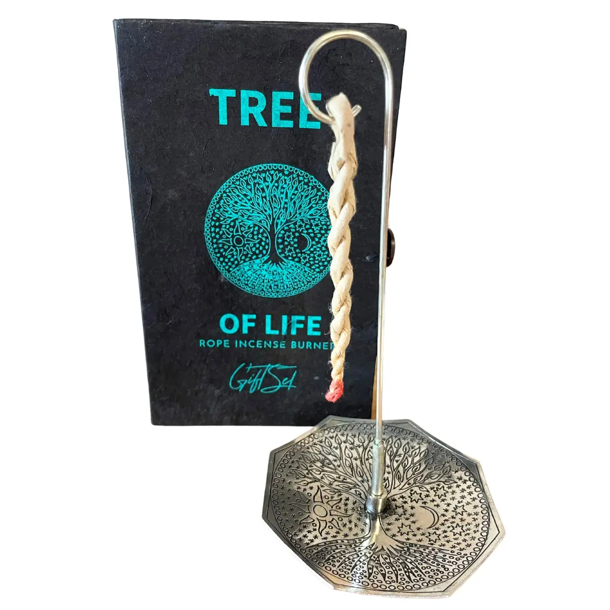 Set med reprökelse och silverpläterad hållare med motivet Livets träd