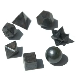 Set med sju geometriska svarta agatstenar - produktbild 3