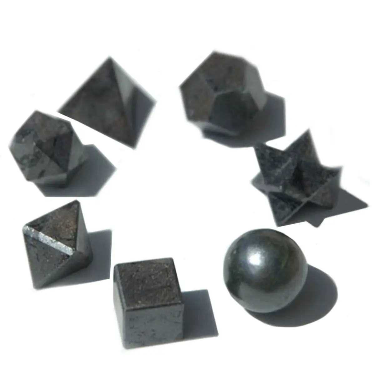 Set med sju geometriska svarta agatstenar - produktbild 3
