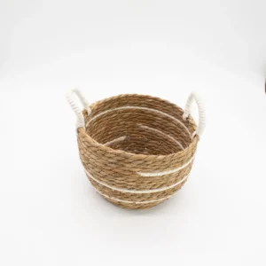 Set med stora förvaringskorgar i bomull och sjögräs med naturliga ränder, 3-pack - produktbild 5