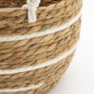 Set med stora förvaringskorgar i bomull och sjögräs med naturliga ränder, 3-pack - produktbild 6