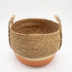 Set med stora korgar i halm och sjögräs, natur och orange, 3-pack - produktbild 4
